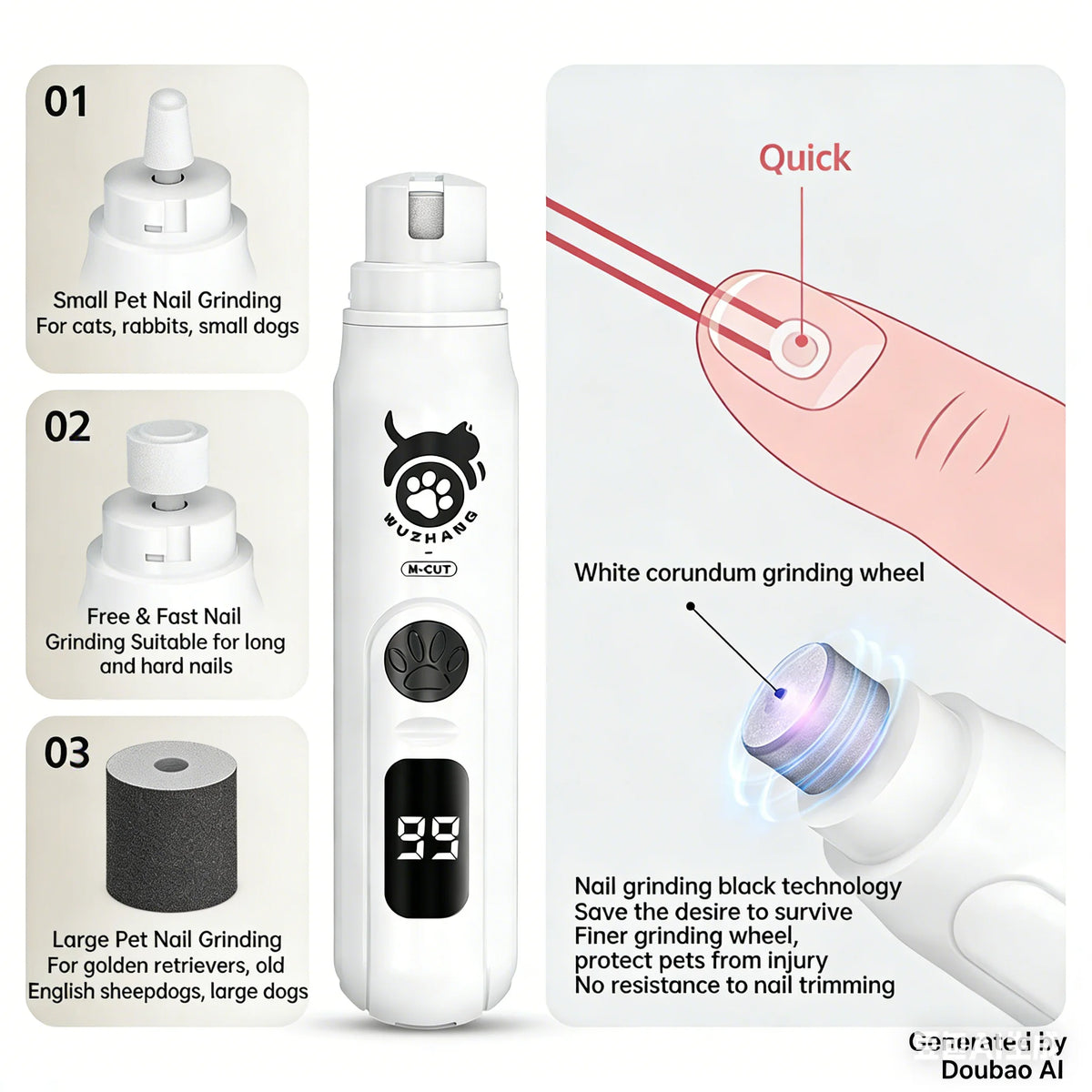 QuietGrind Nail Grinder – Electric Pet Nail File for Dogs & Cats | Quiet, Safe & Precise